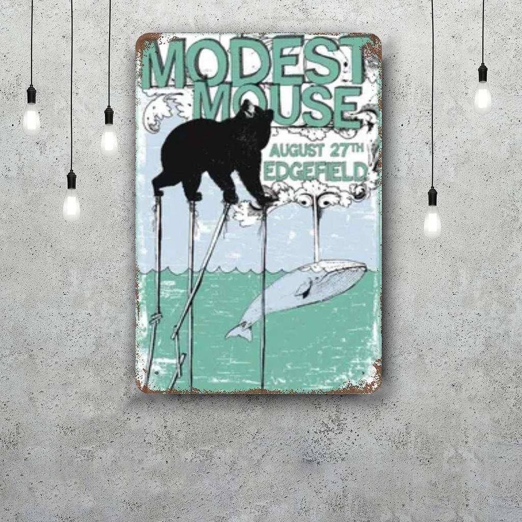 Modest Mouse Винтажная жестяная табличка Декор для дома Настенный декор Искусство Настенная роспись Декор комнаты Декор Ретро Металлическая табличка Постеры для бара