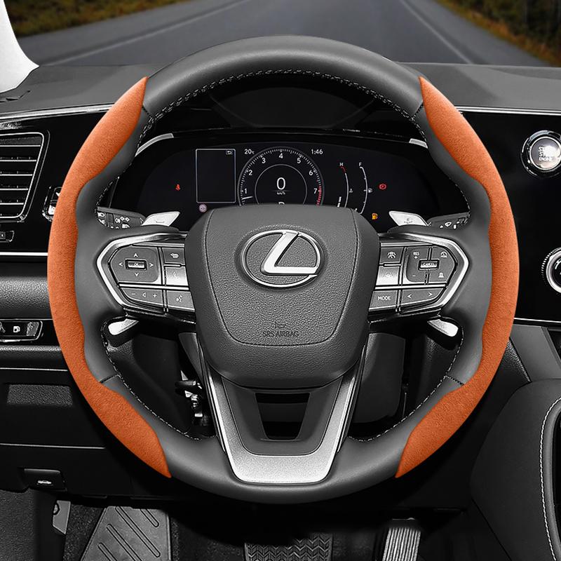 HPE1 Suitable for Lexus Anti-Slip Buckle Segmented Suede Steering Wheel Cover Suitable for Is250 Ct200H Is350 Es300H Rc Is300H Rx Rx450H Hs250H Nx300