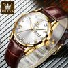 OLEVS 6896  Watch Dial Face with Genuine Leather Quartz Waterproof Watch Strap From China  Chronograph Watch