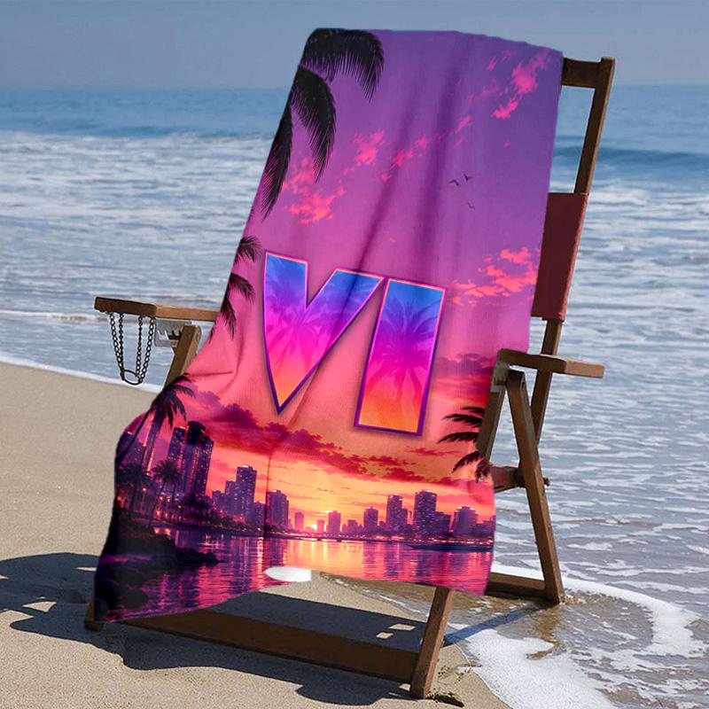 proof beach towel with Game Grand Theft Auto pattern - soft,absorbent,quick-drying,machine washable - perfect for swimming,camping,bathing