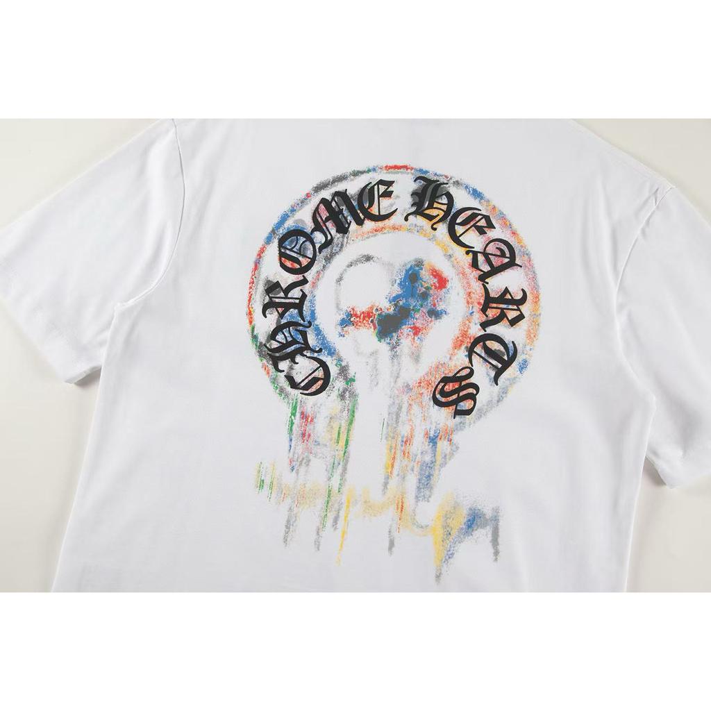W355 CHROME HEARTS 2025 Summer New High Quality Cotton Round Neck Loose Large Size Men's and Women's T-shirt Couple T-shirt