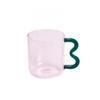 Colored Glass Cup with Wave Handle Coffee Breakfast Cup  Large Capacity Milk Cup Microwaveable  Cross-border
