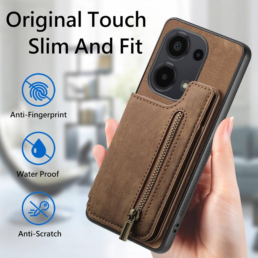 Чехол для телефона с держателем для карт на молнии, складным кошельком и фоторамкой для iPhone, Samsung, Xiaomi, Google, магнитный, совместимый с автомобильным креплением