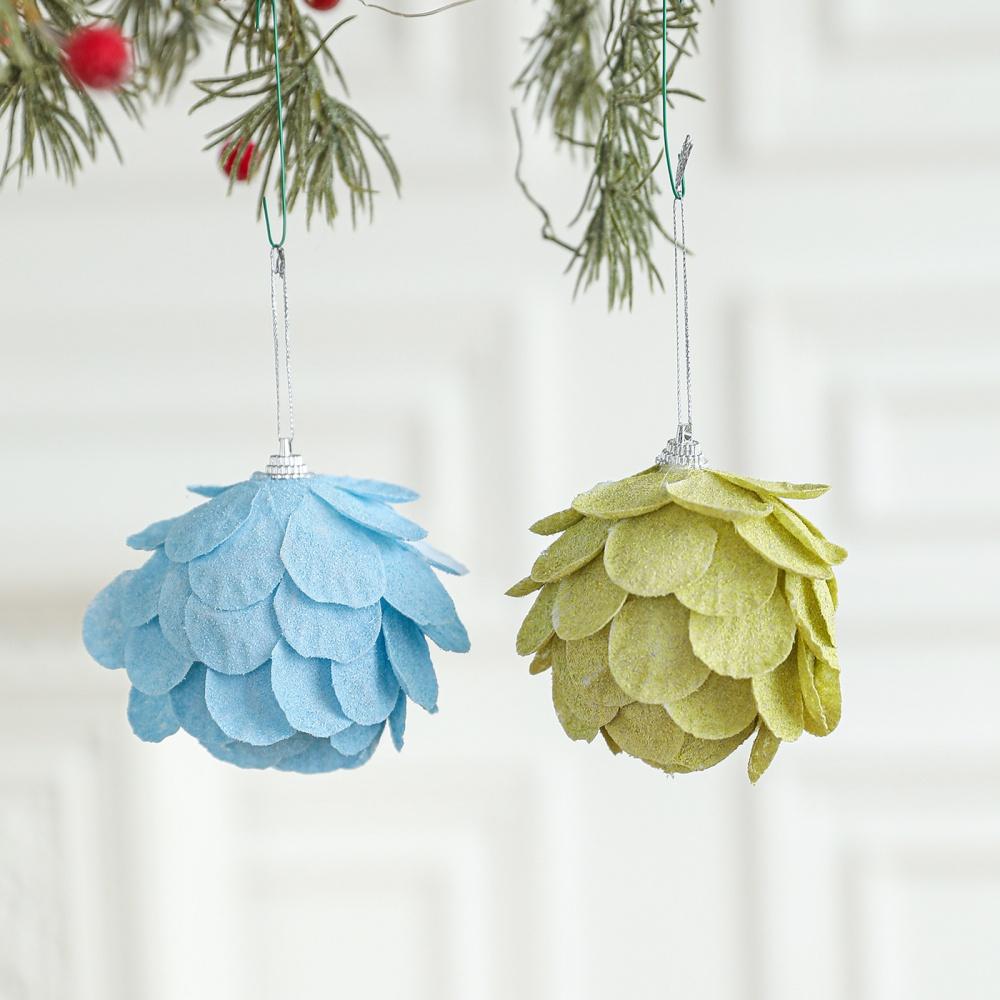 Christmas Tree Ornaments Colorful Glitter Petal Shape Balls Foam Snow Ball Sparkling Foam Flower Hanging Decorations for Tree