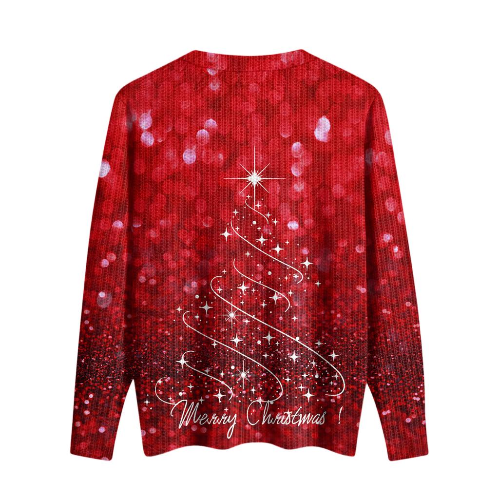Women's Cute Sweatshirt Knitted Fashion Casual V-neck Long-sleeved Cozy Print Top