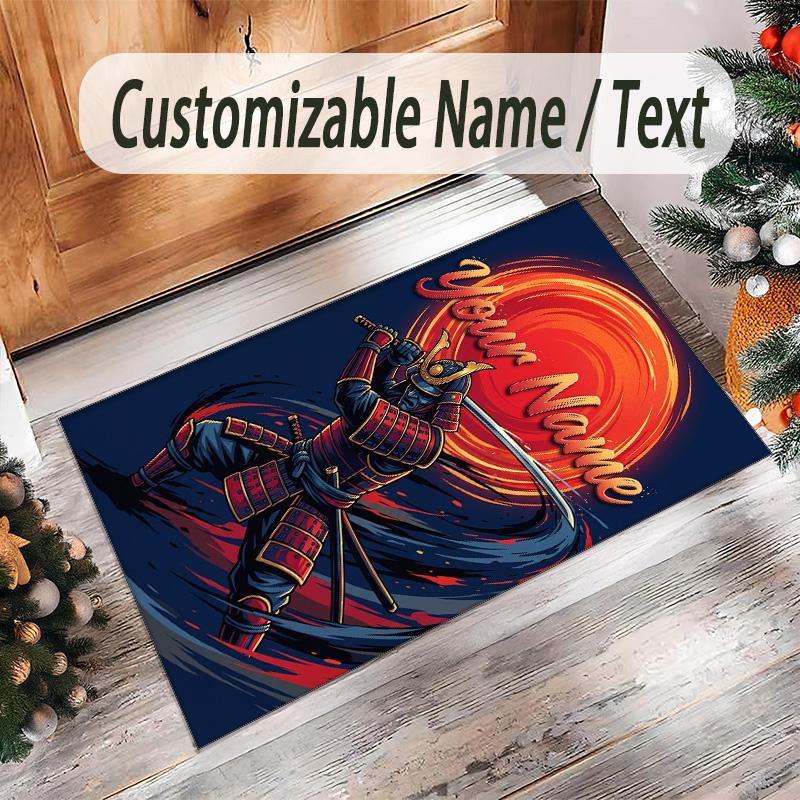 Landscape Theme Crystal Velvet Floor Rug Personalized Custom Name Text Warm Carpet Home Decoration