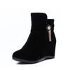 Large Sizes 34-43 Height Increasing Ankle Boots Woman Retro Chains Zip Up Autumn Winter Shoes Women Red Black 856
