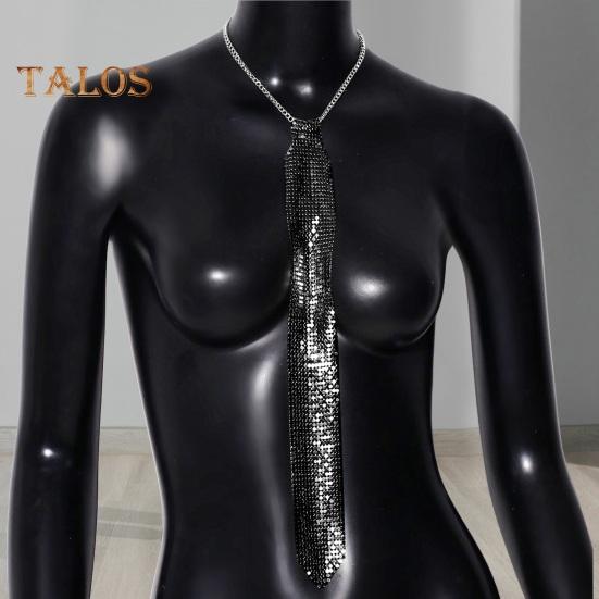 Sparkling Neck Tie Shiny Rhinestones Flat Mesh Style Metal Neck Straps Bling Necktie Christmas Gift Tie Parties Photography Props