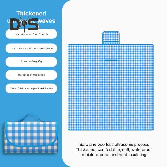 Плед для пикника с толстым хлопковым наполнителем, водонепроницаемый, легко моется, многоцелевой пляжный коврик, складной коврик для пикника с ручкой