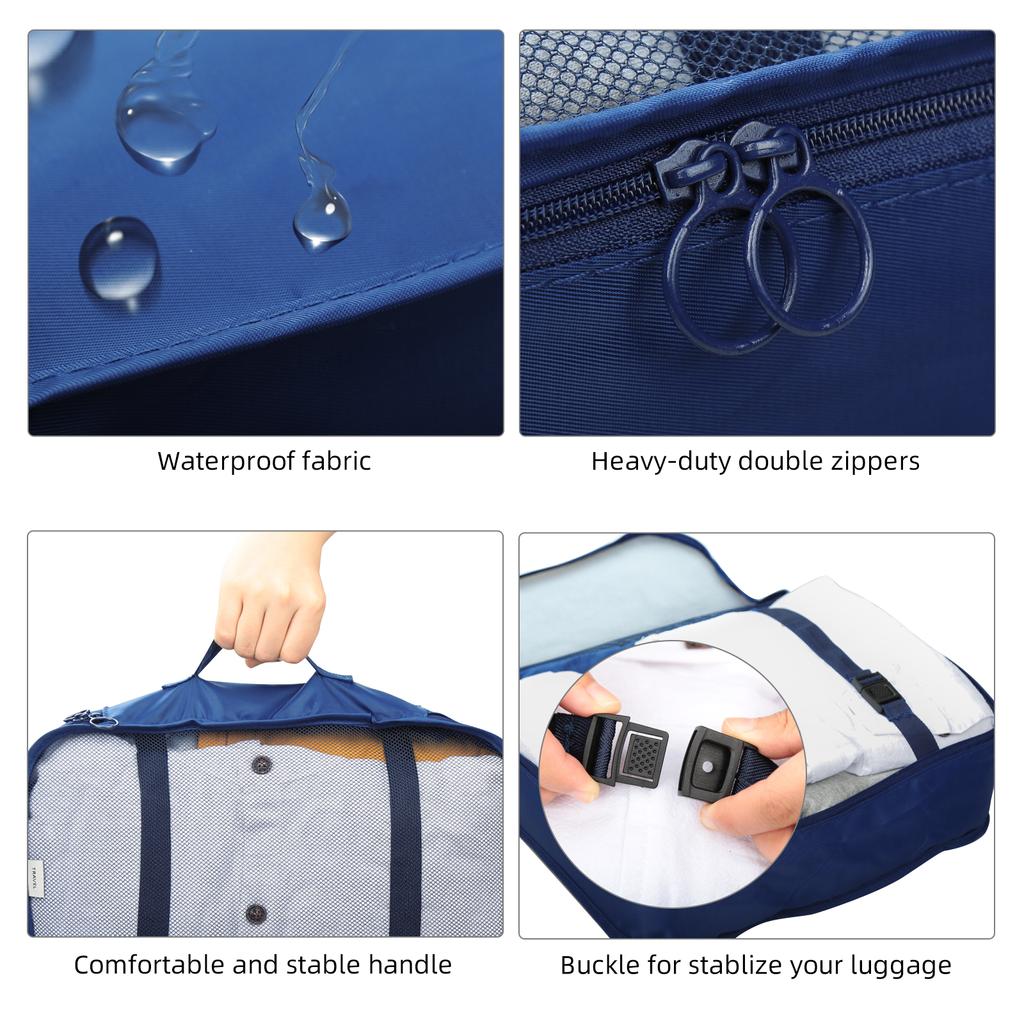 7PCS Packing Cubes Travel Packing Bags Luggage Organizers Mesh Bags Toiletry Bag Underwear Bag