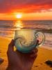Стеклянная кружка Wave Glass 12 унций, уникальная, с текстурой, тематика "Любители пляжа", для рабочего места, путешествий, бара, кухни, домашнего кафе, вечеринки