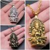 Vintage Retro Ganesha Hindu Elephant Head God Pendant Necklace Chain Unisex Men Women Fashion Gothic Amulet Talisman Success Wealthy Rich Jewelry Gift