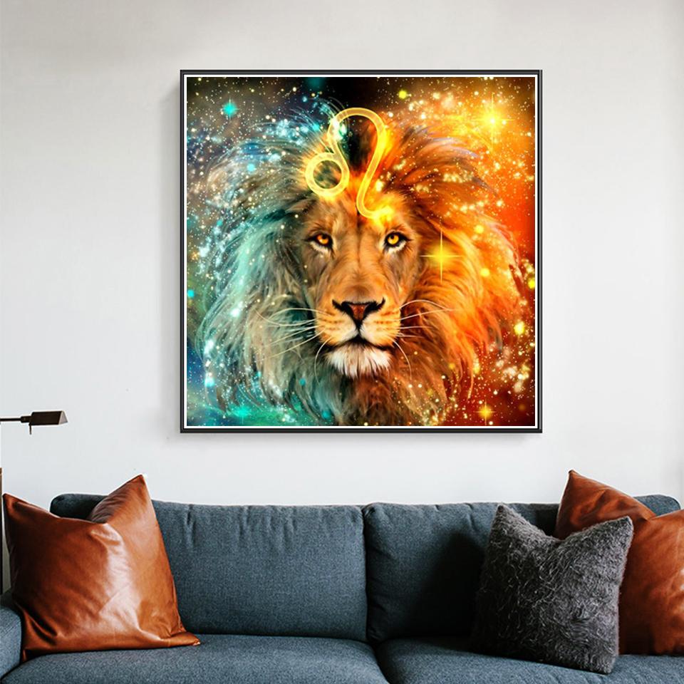 DIY 5D Лев алмазная живопись горный хрусталь картина полный круглый животное полная алмазная вышивка подарок мозаика вышивка крестиком украшения