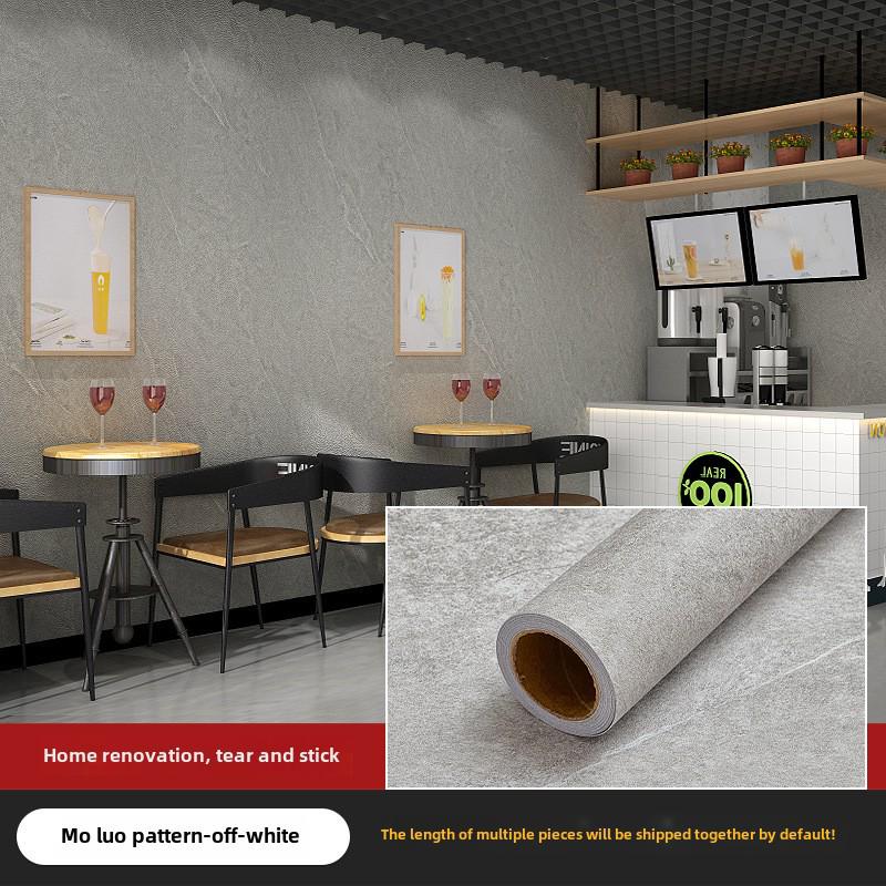 Industrial-Style Gray Micro Cement Self-Adhesive Waterproof Wallpaper for Bedroom or Clothing Store