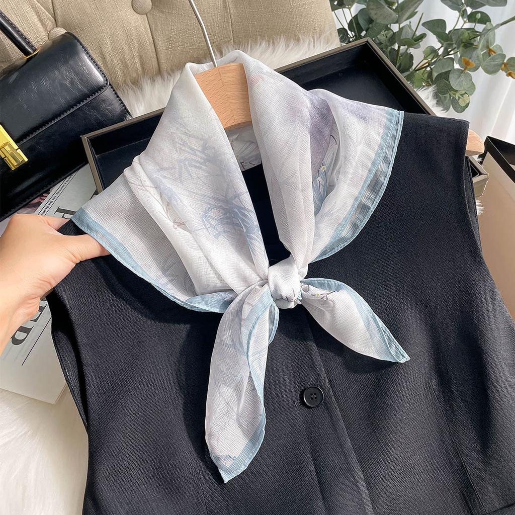 Luxury Square Scarf For Women Hijab Hair Bands Neckerchief For Beach Decoration Female Satin Shawl Ribbon Headband Wraps Bandana