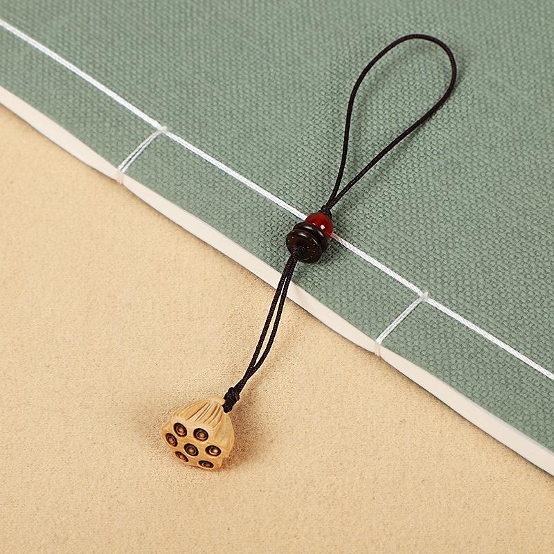 Брелок для ключей с USB-шнурком и подвеской в виде лотоса из персикового дерева для телефона и сумки - в старинном стиле, популярный для прямых трансляций