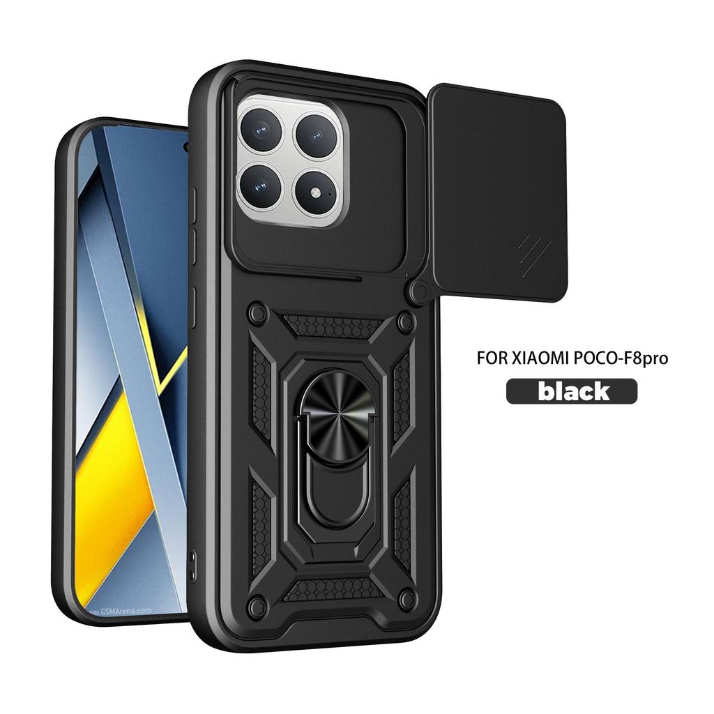 Слайдерная крышка камеры для Xiaomi Poco F8 Pro со подставкой, противоударный чехол для телефона