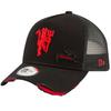 Casquette Trucker - Manchester United - Noir/Rouge - Ajustable - A-Frame - Maille Respirante