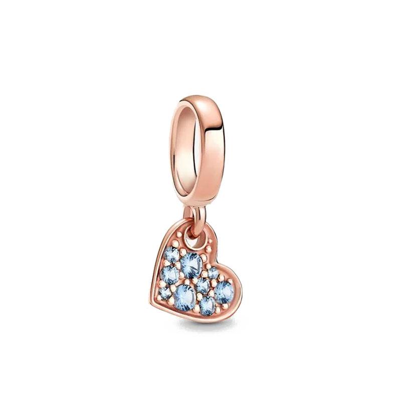 Серия Rose Gold Подвески-бусины в форме сердца Цветок Зажим Медь Подходит для Европейских Оригинальных Браслетов Сделай сам Элегантные Украшения