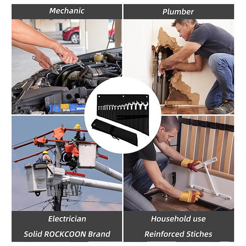 Органайзер для гаечных ключей, Сумка-скрутка для инструментов – 16 карманов, Водонепроницаемая ткань Оксфорд, Органайзер-скрутка для гаечных ключей для гаража, мастерской, домашнего ремонта