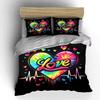 Colorful Heart Love Design Bedding Set Bedding set (1 duvet cover, 2 pillowcases, duvet not included)