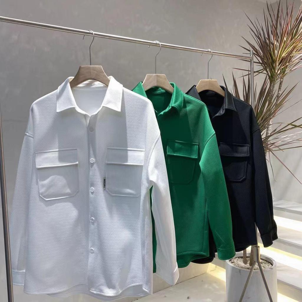 Мужской модный вязаный пиджак с лацканами - Повседневная рубашка свободного кроя для осени