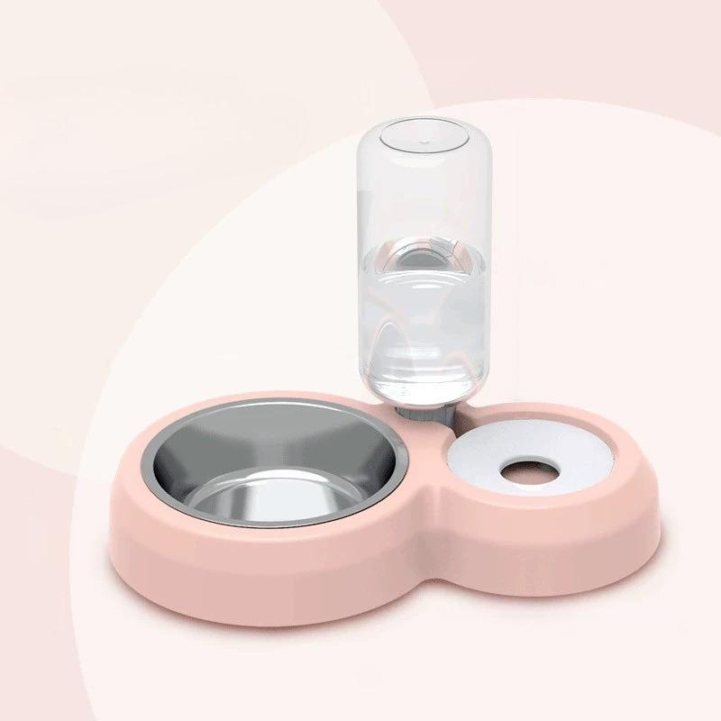 Dual Automatic Pet Feeder Bowl For Dogs And Cats Non Spill Plastic Water And Food Dispenser With Stand KTY