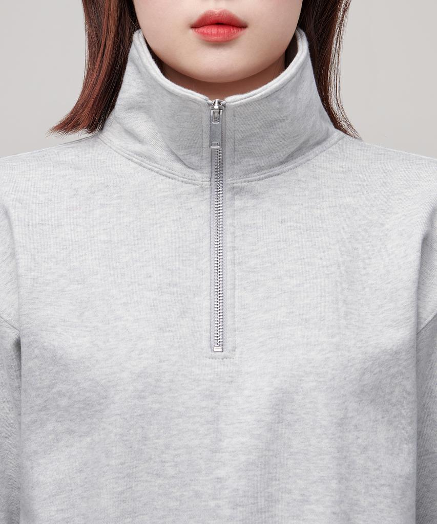 MUSINSA STANDARD WOMAN Women'S Half Zip Sweatshirt [Melange Light Grey]