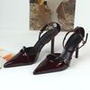 Fashion 2025 New High Heel Woman Sandals Glamorous Patent Leather Pointed Toe Stilettos Women Shoes Ankle Strap Elegance Weddings Pumps