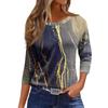 Blouse Woman Trend 2024 Women'S Fashion Casual Round Neck 3/4 Sleeve Loose  Printed T-Shirt Ladies Top