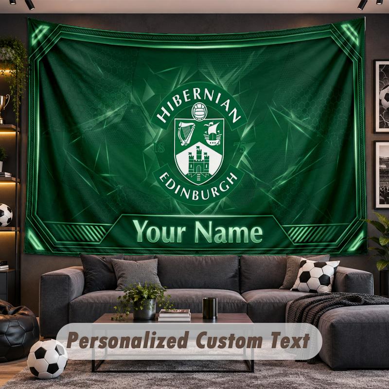 Hibernian FC Personalized Tapestry Support Custom Name, Wall Art Home Decoration