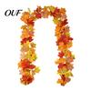 Simulated Foliage for Porch 2Pcs Artificial Fall Leaves Garland, Autumn Maple Leaf Vines Thanksgiving Garland Mantle Decor, Faux Indoor Outdoor