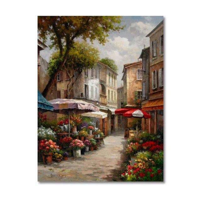 A2 A3 A4 Классическая Европа Уличное Кафе Холст Картины Венецианский Пейзаж Картинки Настенное Искусство Домашний Декор Плакат и Принты Без Рамки