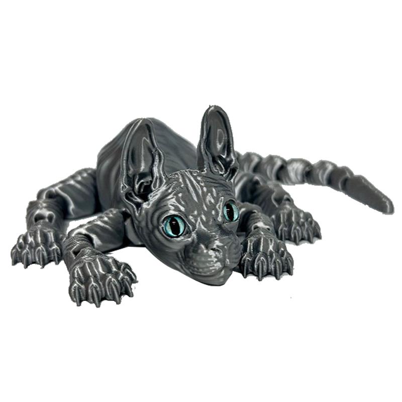 3D-печатная игрушка-животное Сфинкс Реалистичная бесшерстная фигурка Сочлененная кошка Антистресс Игрушка для любителей кошек Коллекционный Декор Игровой элемент для вечеринки