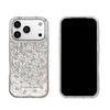 Light Pink Flower Background Case for iphone 17 Pro 13 18 Pro Max XS Max 14 XR 16 Plus 11 Air 12 15 Silver Crushed Foil Cover