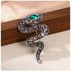 Zircon Zodiac Snake Brooch Vintage Metal Snake Lapel Pin Rhinestone Animal Collar Pins  New Year