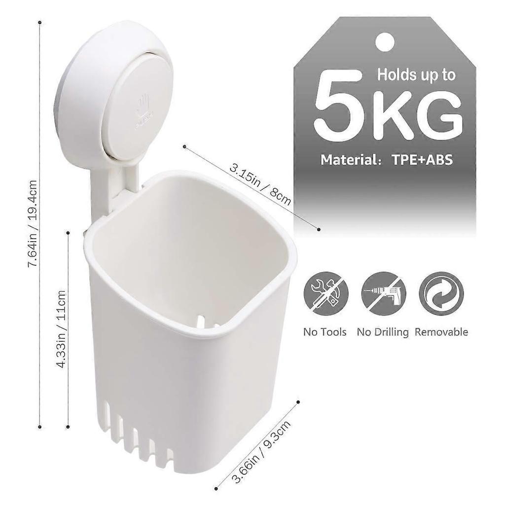 Toothbrush Holder Suction Cup Toothbrush Organizer No Drilling Waterproof Wall Mounted Electric Toothbrush Holder