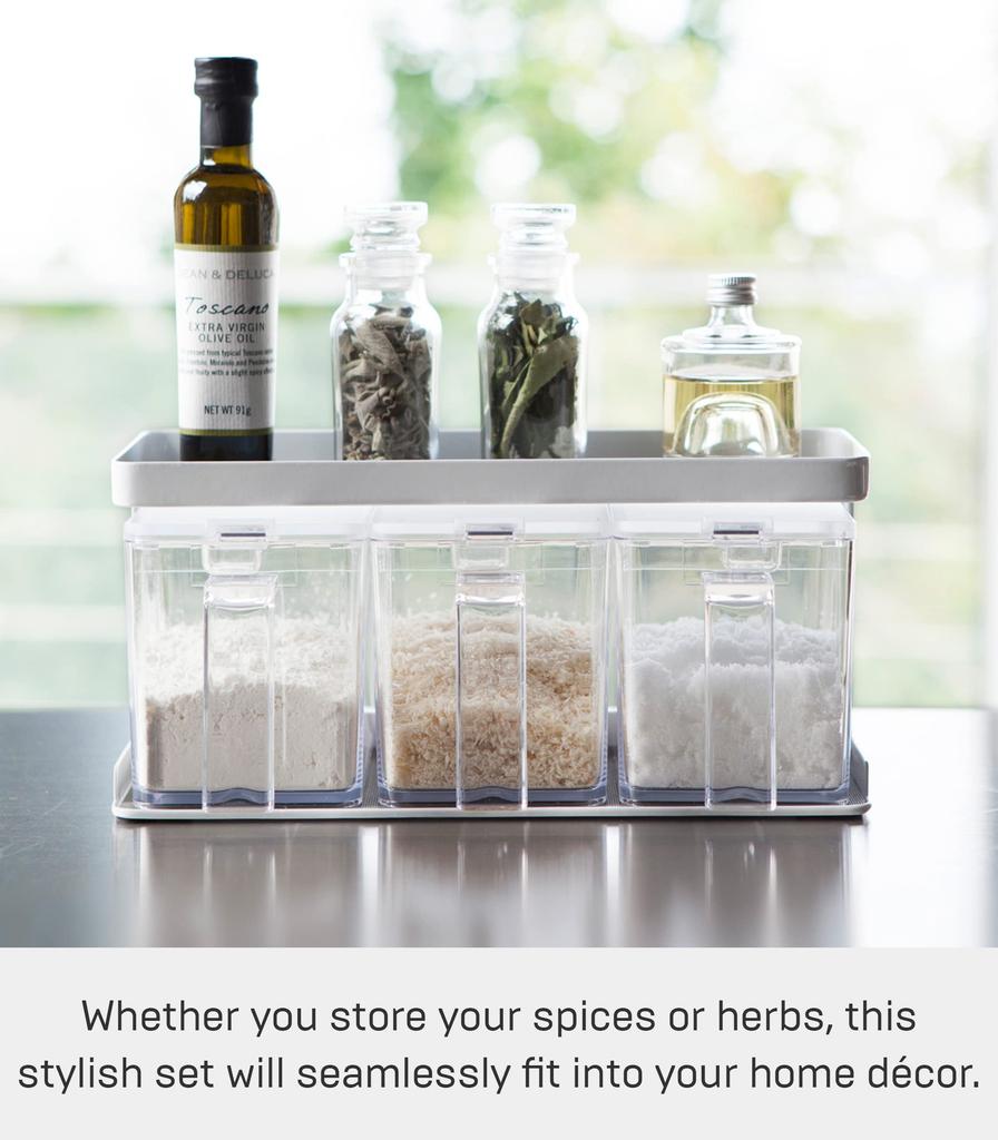 Yamazaki Jitsugyo Seasoning Condiment Condiment Stocker Rack Tower Set of 3 White 3343 &