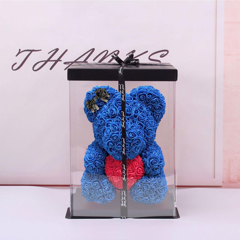 25 см искусственный цветок розы медведь с коробкой для девушки, подруги, возлюбленной, на День святого Валентина, на день рождения, романтические подарки, на свадьбу, домашний декор