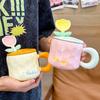 450ML Hand-Painted Flower Tea Cup Ceramic Mug Home Office Drinkware Cup Tea Coffee Milk Juice Water Bottle Creative Gift for Her