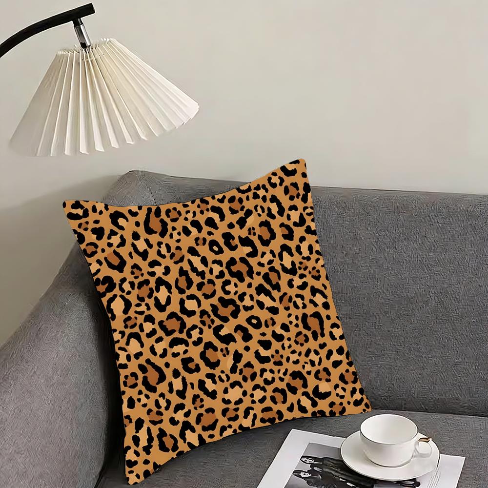 Leopard Print Fashion Cushion Cover Pillowcase Ultra Soft Skin Friendly Fabric Cloud Like Comfort Concealed Zipper