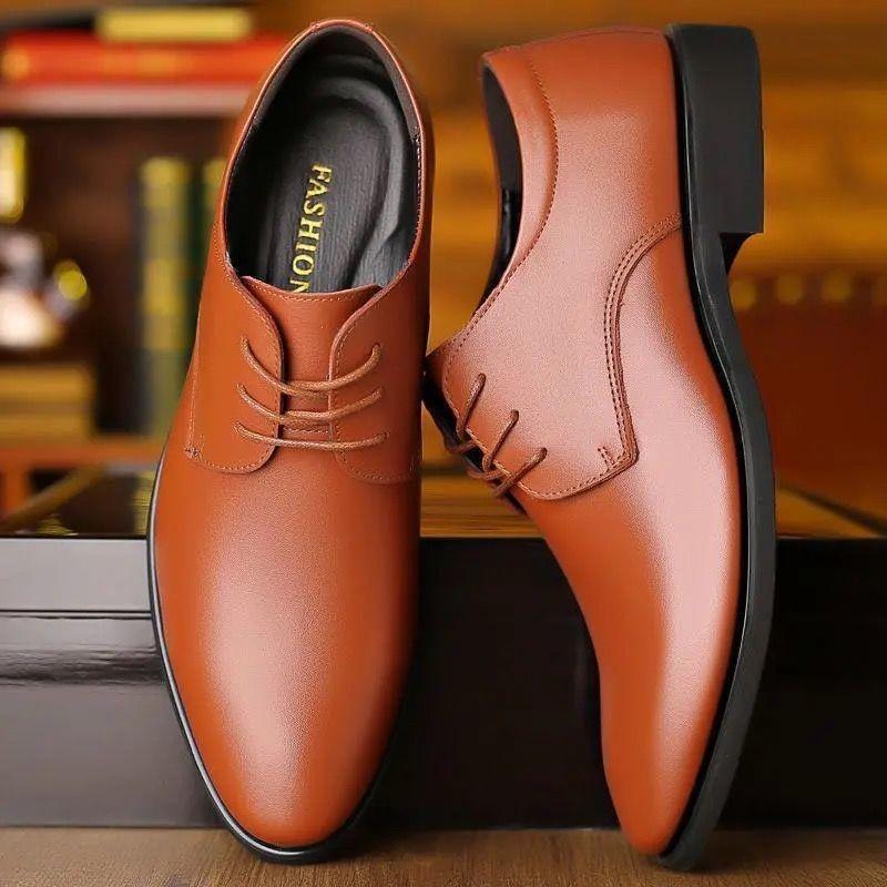 British men's shoes men's black groom business dress soft-soled suit summer casual leather shoes men's wedding shoes