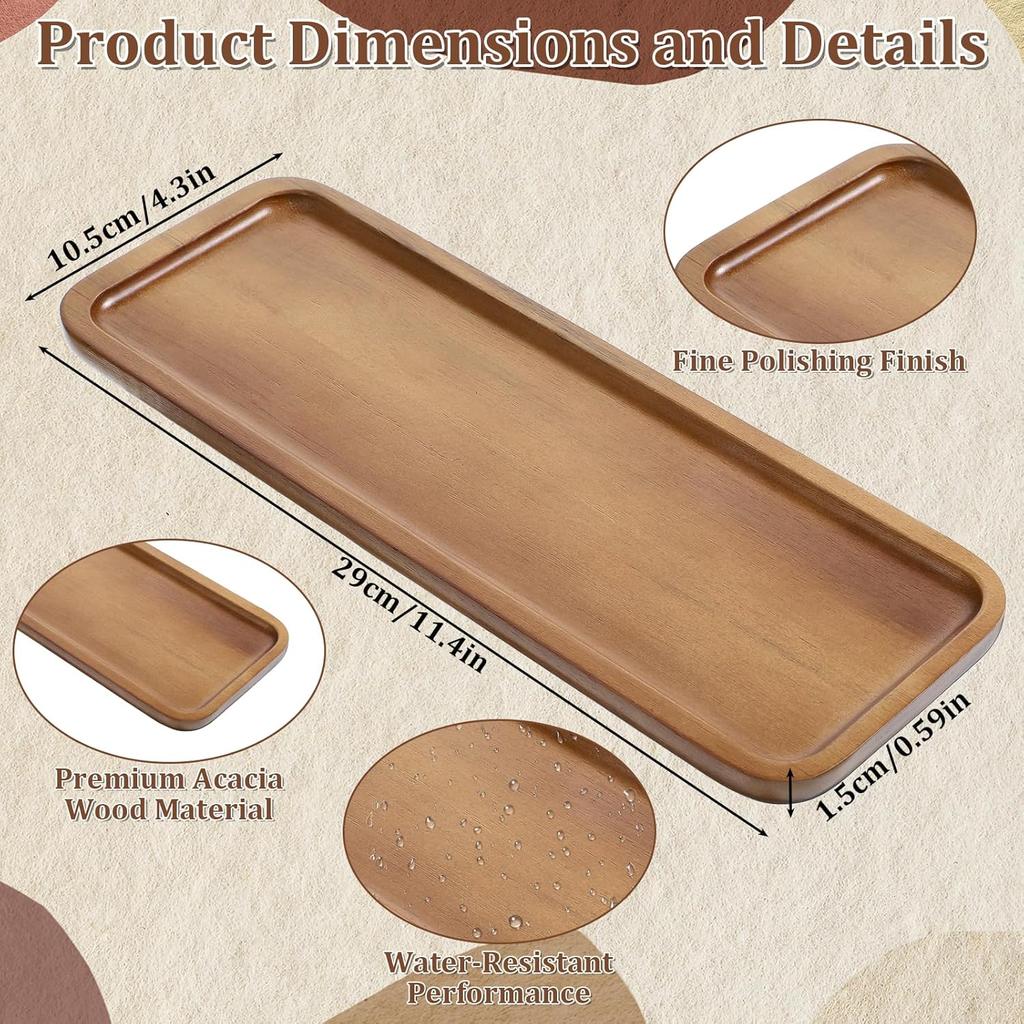 Small Wood Tray Wooden Trays for Decor Small Wooden Platters Long Wood Tray Serving Trays Solid Acacia Mini Charcuterie Boards, Cheese Board for