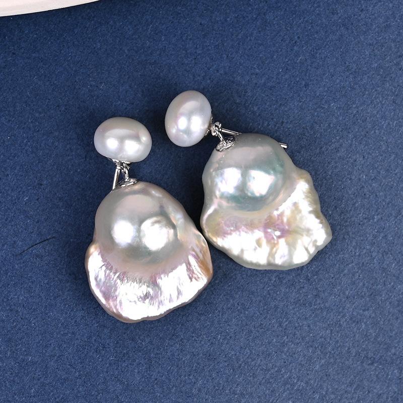 Natural Baroque Alien Freshwater Pearl Earrings French Elegant Retro Simple 925 Silver Earrings