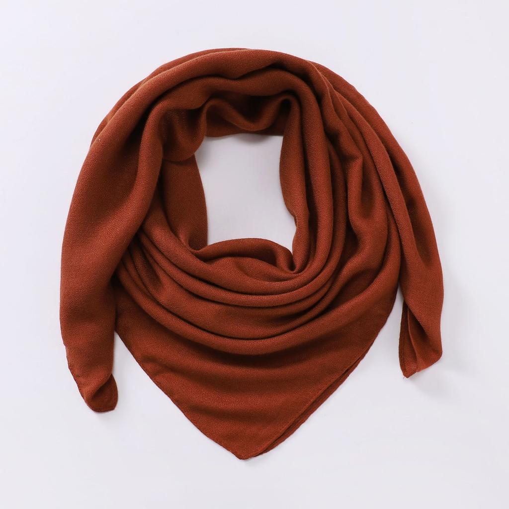 Solid Color Imitation Cotton and Linen Scarf for Women, 90CM Pleated Square Scarf, Headscarf Scarf