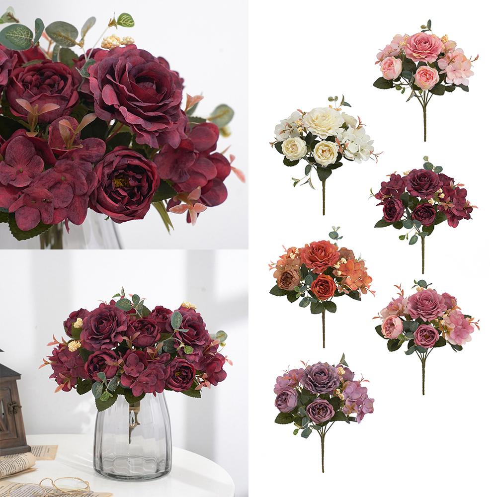 Silk Peony Artificial Flowers Fake Bouquet Wedding Party Decor