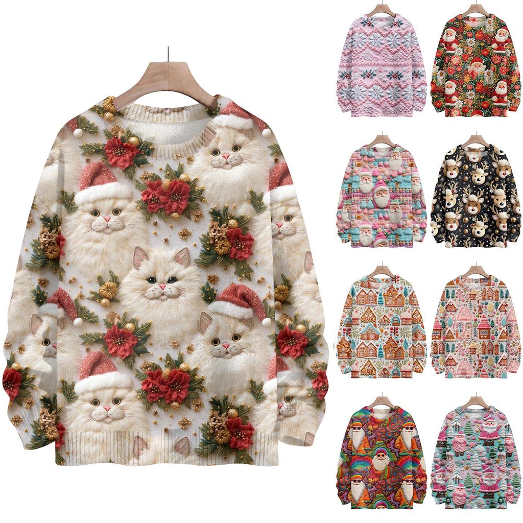 Christmas Sweatshirts For Women Knit Sweater Cute Shirt Fall Crewneck Pullover Tops