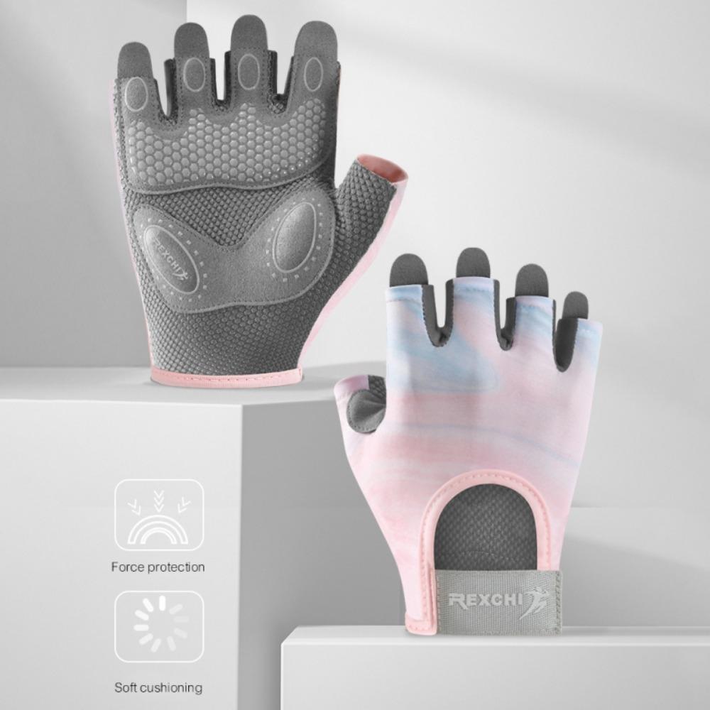 1 Pair Gym Breathable Bodybuilding Non-slip Fitness Gloves Half Finger Gloves Cycling Gloves