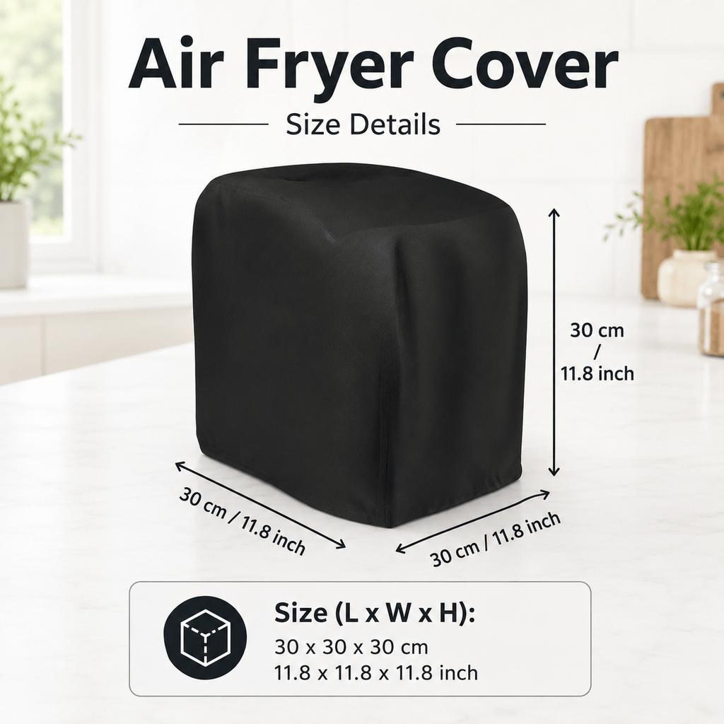 Bottom Drawstring Air Fryer Protective Dust Cover, Black & Gray Optional, Household Dust‑Proof Accessory for Air Fryer