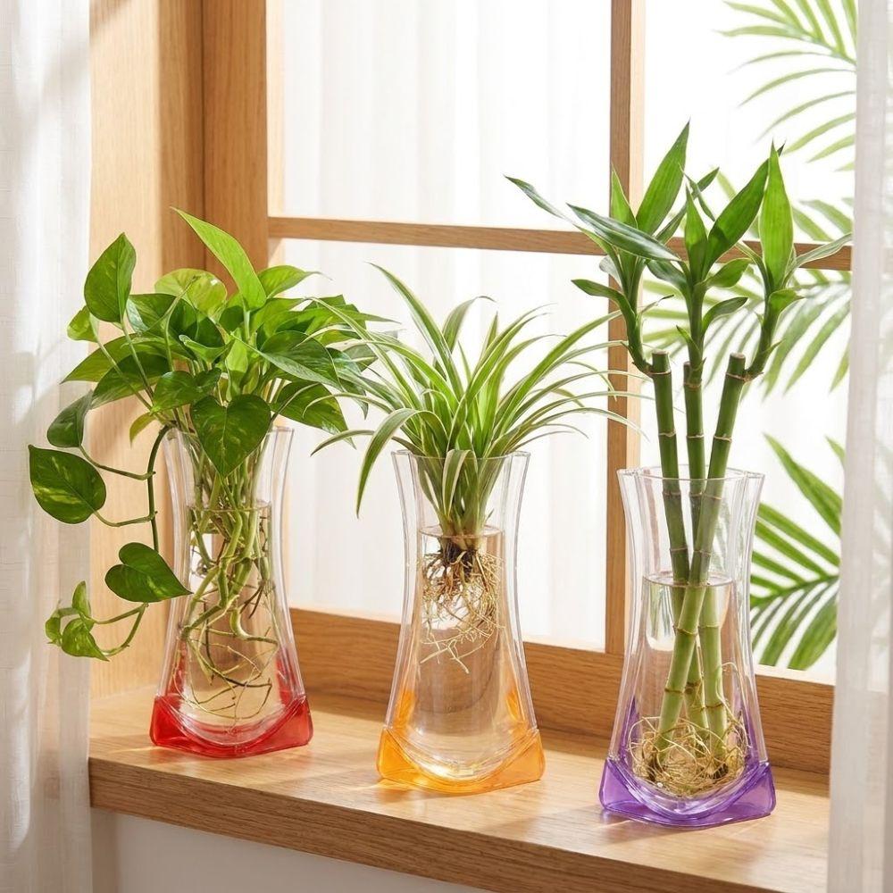 5Pcs Shatterproof Clear PVC Flower Vase Folding Plant Containers Easy To Clean Expandable Vase Room